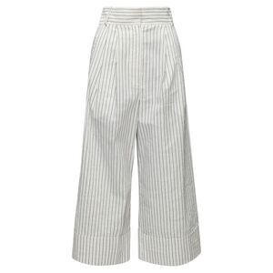 Tibi pinstriped linen pleated wide leg cropped pants